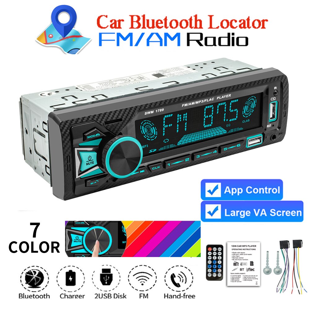 Auto Radio Audio 1din Bluetooth Stereo MP3 Speler Fm Zenders 60Wx4 Aux Input Iso Poort Ondersteuning Siri Parking Locatie