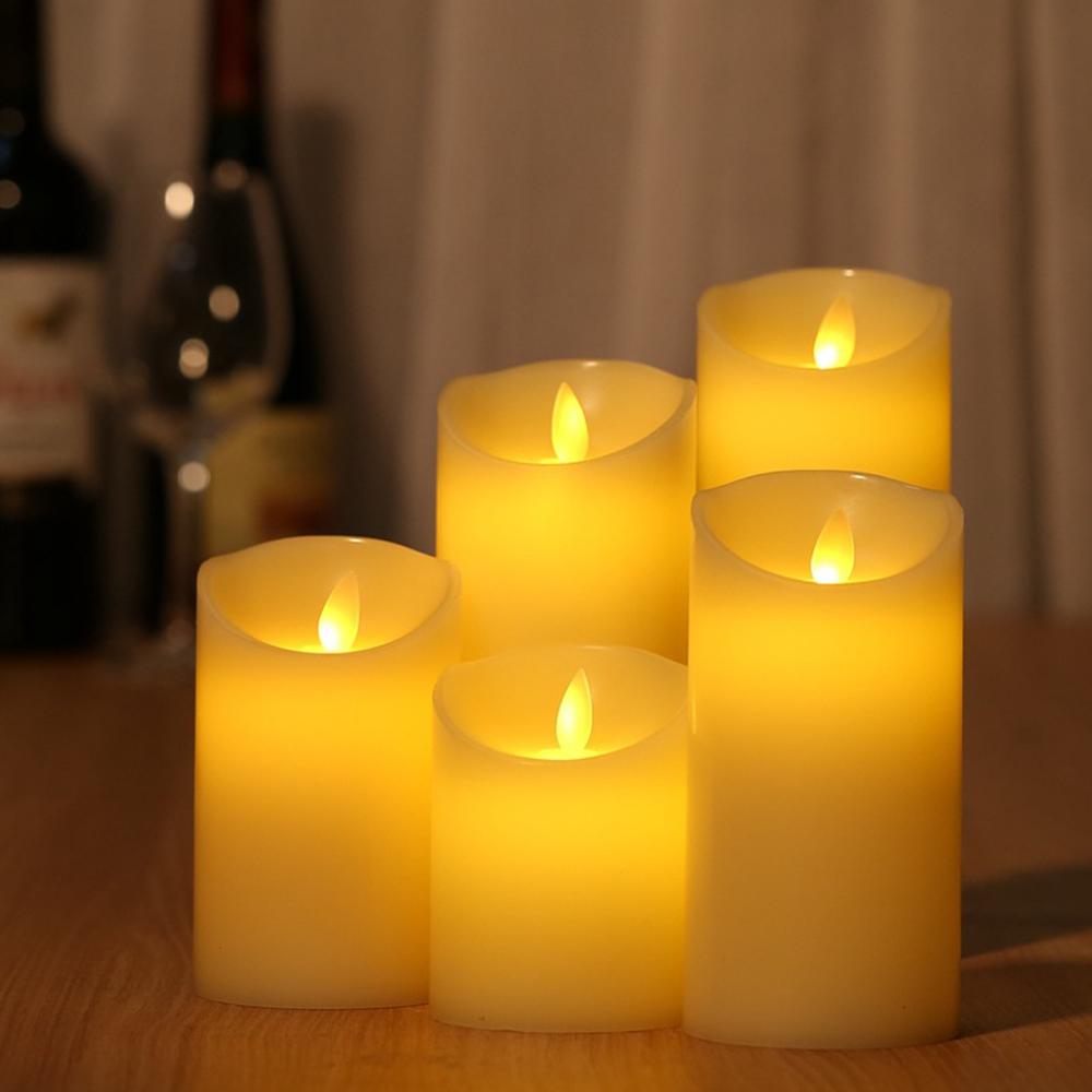Flameless LED Candle Light Real Paraffin Wax Pillars Candle Light with Realistic Swing Flames for Home Christmas Wedding Decor