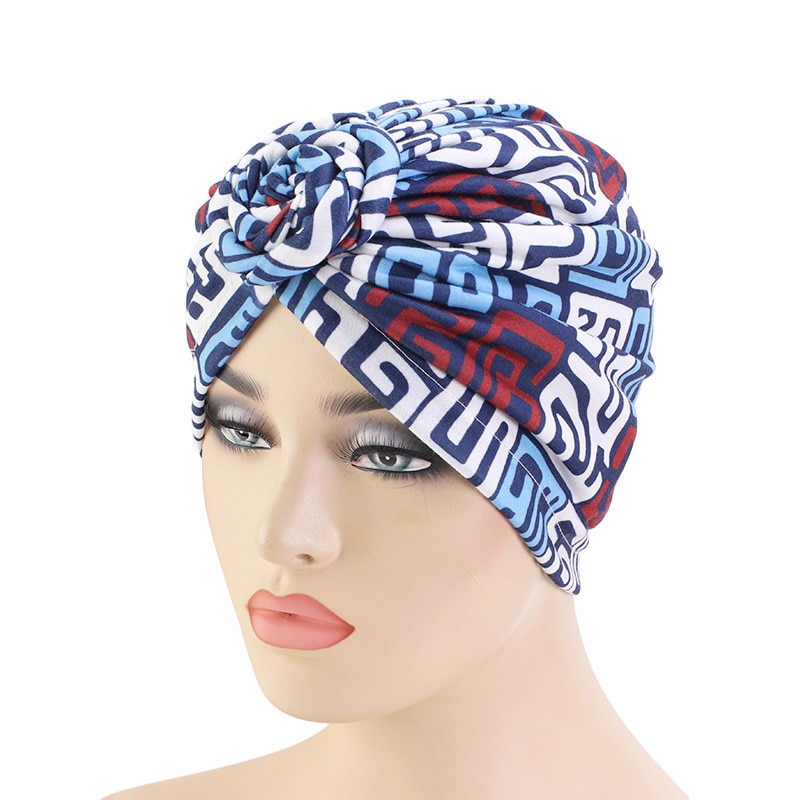 Trendiga bohemien tryckt tallrik blomma hijab kepsar afrika wrap huvud turban hatt redo att bära inre hijabs för kepsar turbante motorhuv: 2