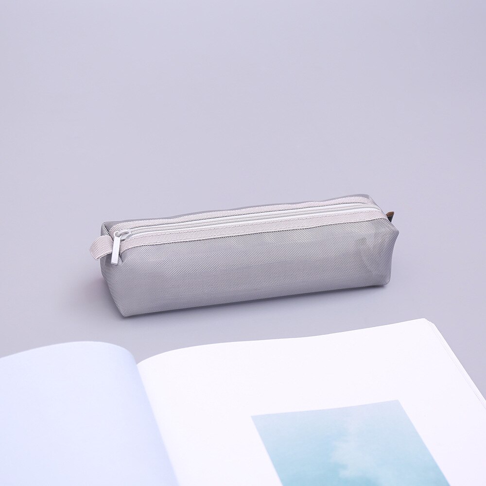 Estojo de malha transparente criativo, bolsa de lápis grande para crianças, presente para crianças: gray