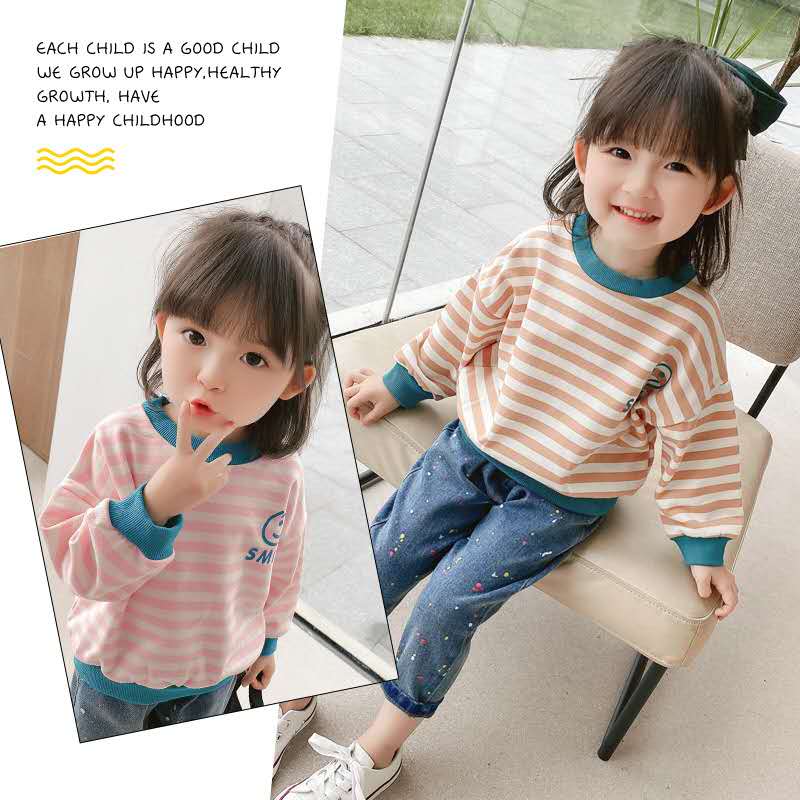 Kinderkleding Herfst Producten Kinderen Koreaanse Casual Gestreepte Trui Western-Stijl Meisjes Modieuze Alle-wedstrijd