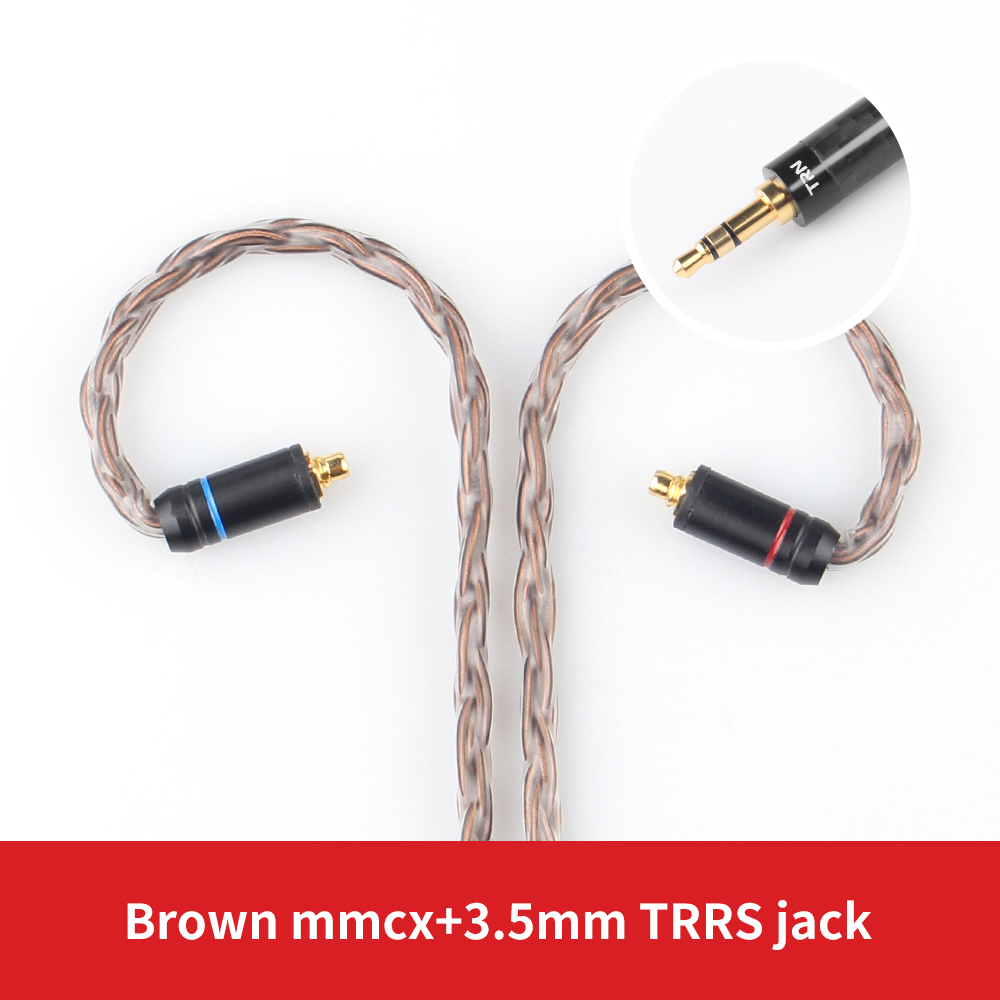 TRN 16 Core Silber Überzogene Kopfhörer Kabel 2,5mm 3,5mm 4,4mm zu 0,75 0,78 2pin mmcx Ausgewogene Hifi ersatz Kopfhörer Kabel: Brown mmcx 3.5mm