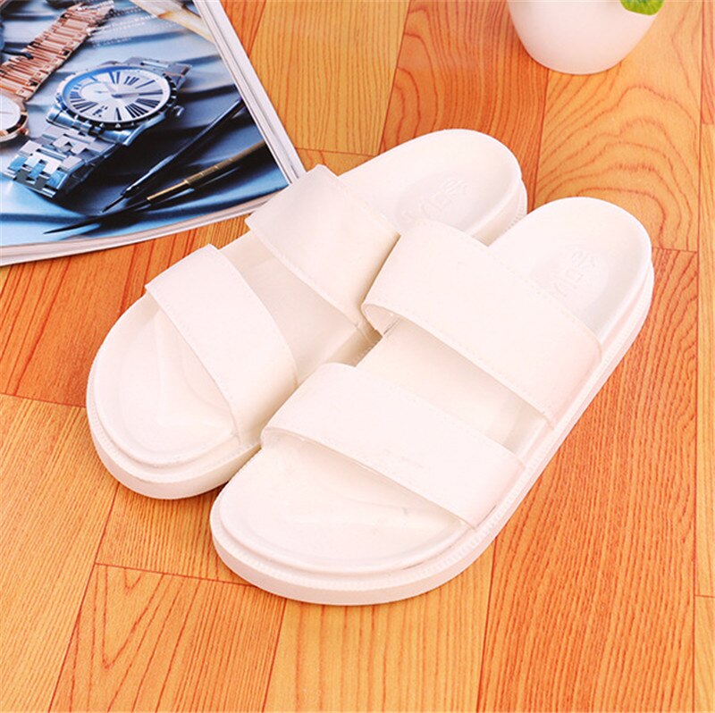 Homens sapatos chinelos mulher casa interior chinelos de praia ao ar livre flip flops plana sapatos verão slides pantoufle homme: white / 40