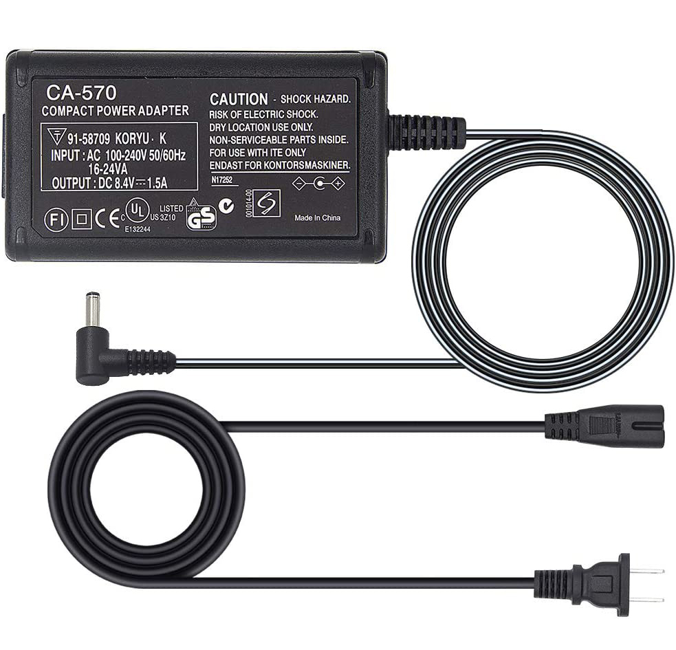 CA-570 Adapter/Charger for Canon R60 ZR65MC ZR70MCDC10 DC100 DC19 DC20 DC21 LEGRIA HF G30 XA10 XA20 XA25 XC10 Canon EOS 5D EOS 4