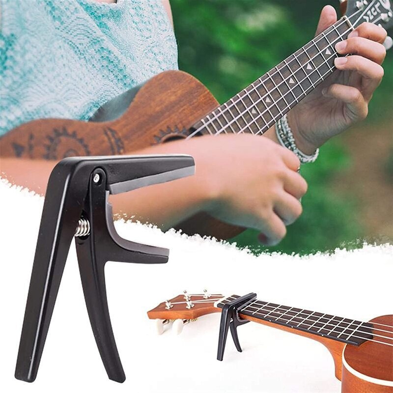 Classic Guitar Capo Silicone Cushion Metal Capo Trigger Guitar Tuned Clip(Black)