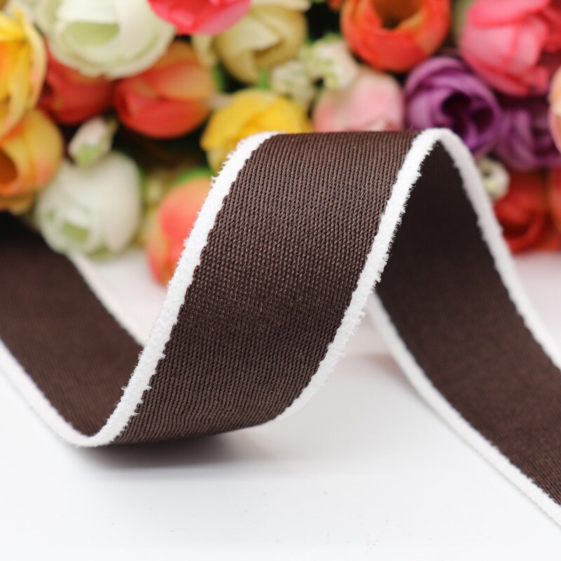 Cintas de grogrén de dos caras con borde de lana blanca, lazos para el pelo, materiales hechos a mano DIY, 10 yardas, Y19112902
