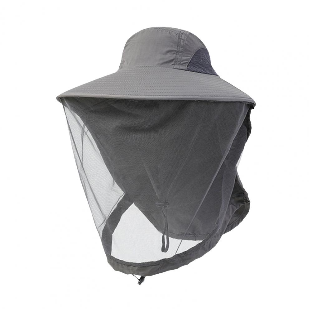 Muggenpreventie Cap Voor Vissen Insect Beschermkap Muggenhoofd Netto Volledig Mesh Trekkoord Winddichte Band Bijenteelt: Sky Blue