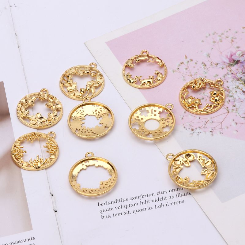9Pcs Diy Ronde Cabochon Hanger Hars Leeg Frame Hangers Bezel Sieraden Maken