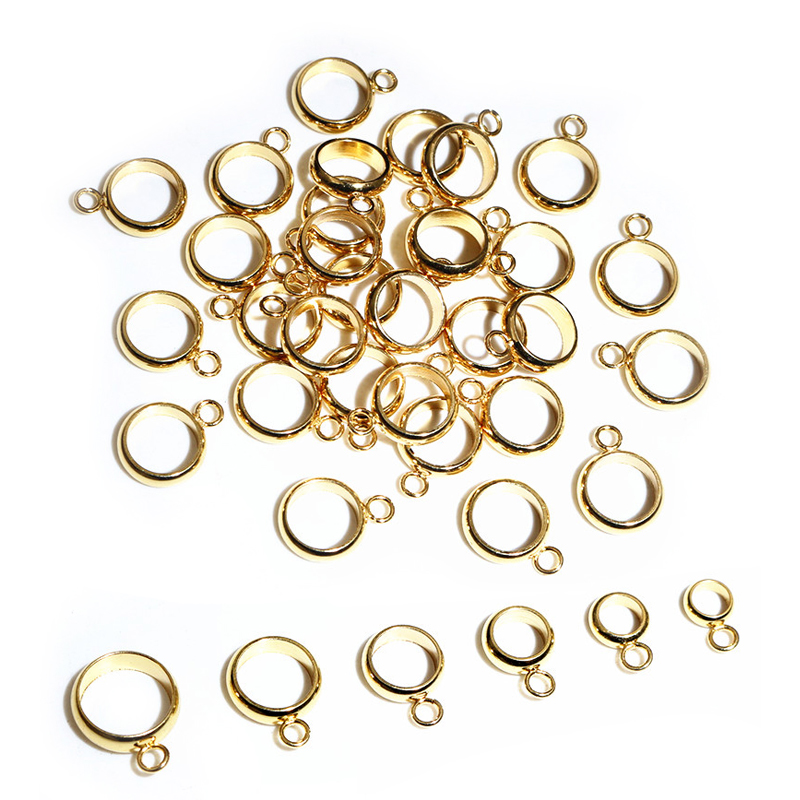 20 unidades de aros de acero inoxidable de Color dorado, anillos circulares, Conector de círculo, accesorios para accesorios de joyería para collar de pulsera: M / Rojo