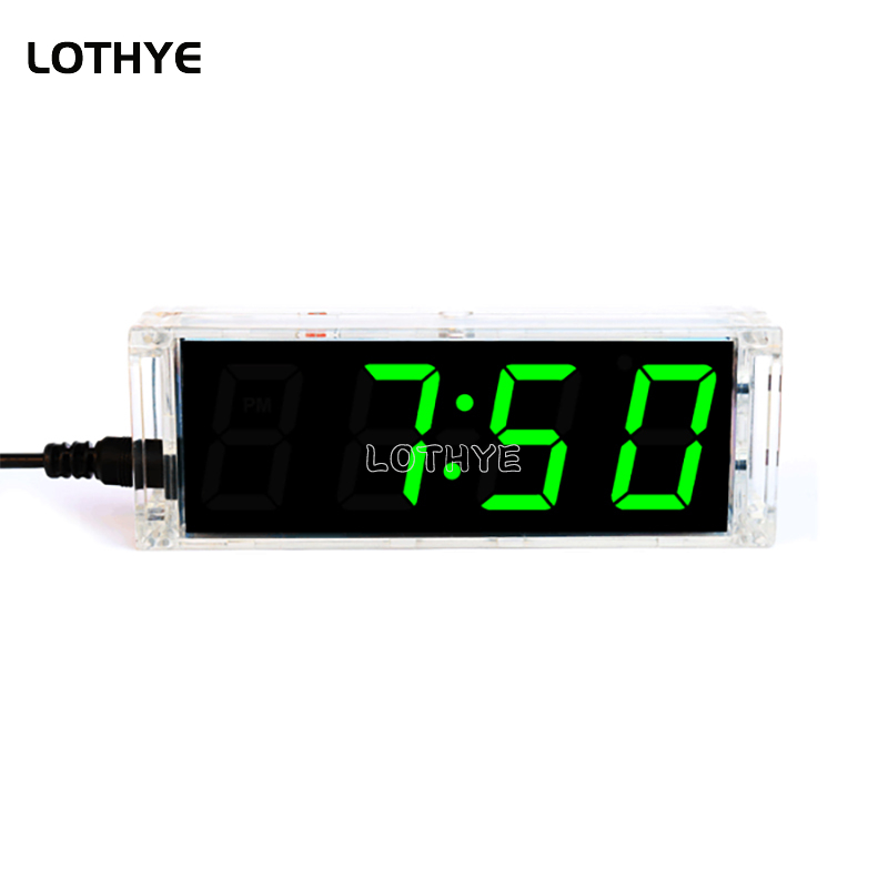 Digitale Röhre DIY Uhr Bausatz Temperatur Mehrfarbige LED Woche Anzeige Mit Klar fallen Abdeckung DIY Elektronische Bausatz Lözehn Montage: Silber