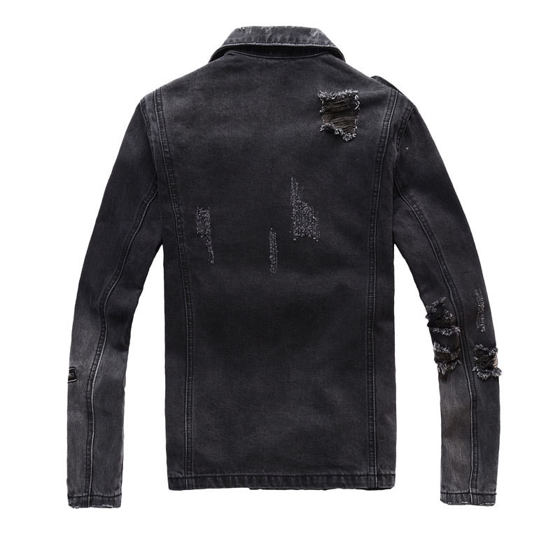 Mode Hi Straat Mens Ripped Denim Jassen Met Multi Ritsen Streetwear Verontruste Motorfiets Biker Jeans Jas