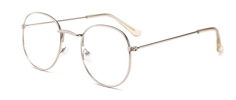 Kvinde briller optiske rammer metal runde briller ramme klar linse eyeware sort sølv guld øjenglas: Sølv