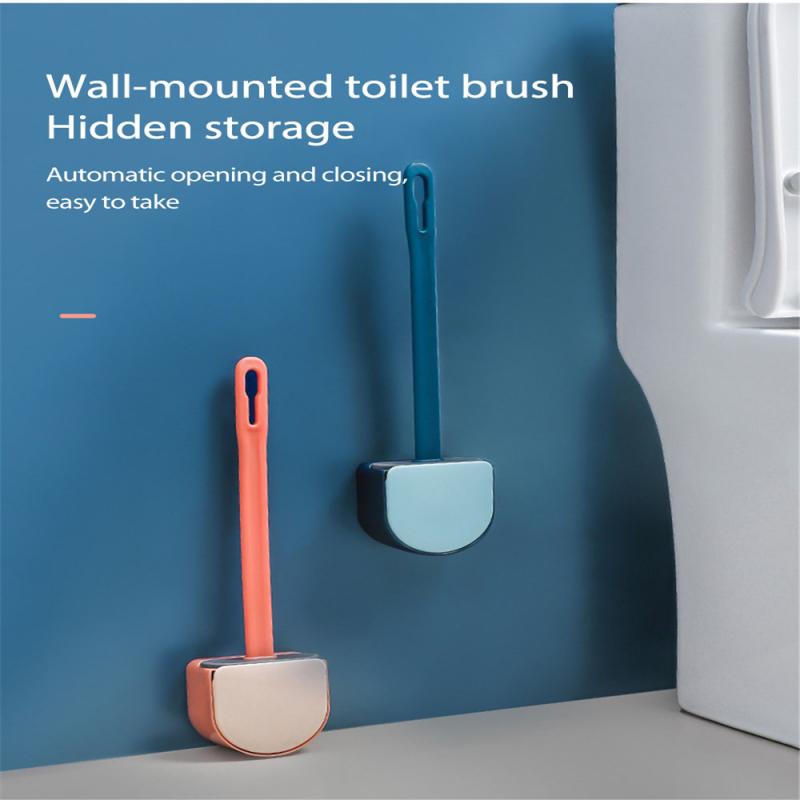 Silikon WC Wc Pinsel Flach Kopf flexibel Weiche Borsten Pinsel Mit Schnell Trocknend Halfter einstellen Reinigung Pinsel Für WC Zubehör