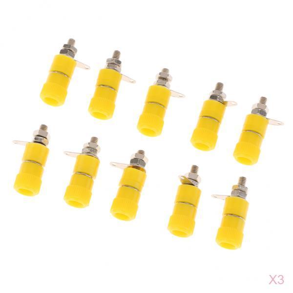 30 Stuks JS-910B 4Mm Banana Plug Jack Banana Binding Post Terminal Geel