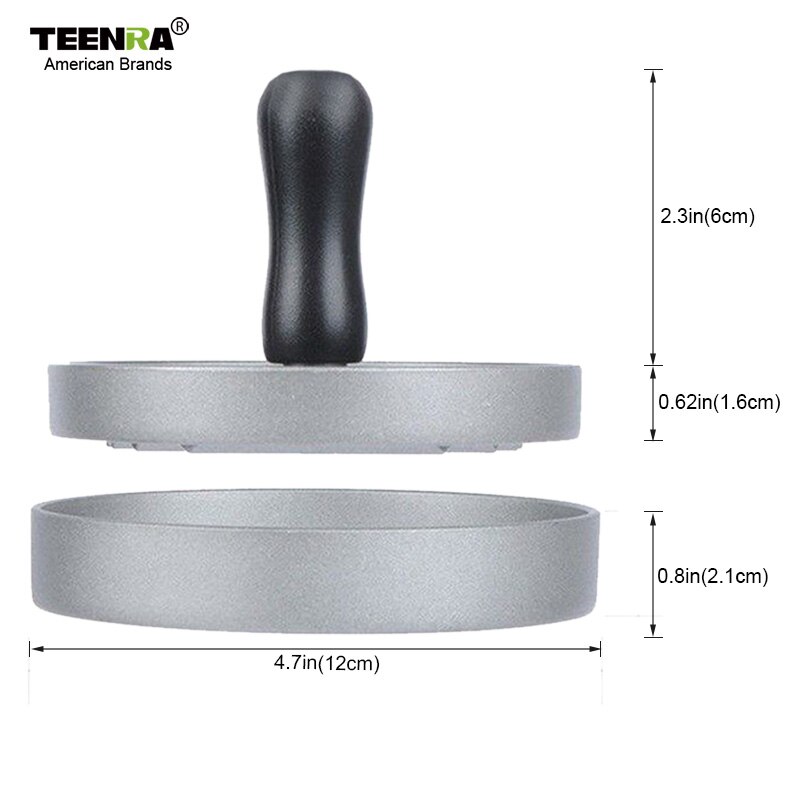 Teenra 12cm rund hamburgerpress hamburgermaskin legering hamburgare form press aluminium kött nötkött verktyg