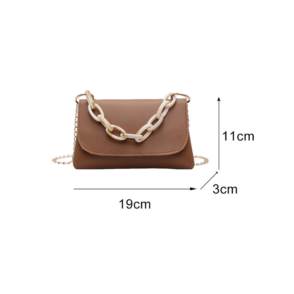 Läder kvinnor axelväskor kvinnliga enfärgad kedja crossbody handväska damer axelväska