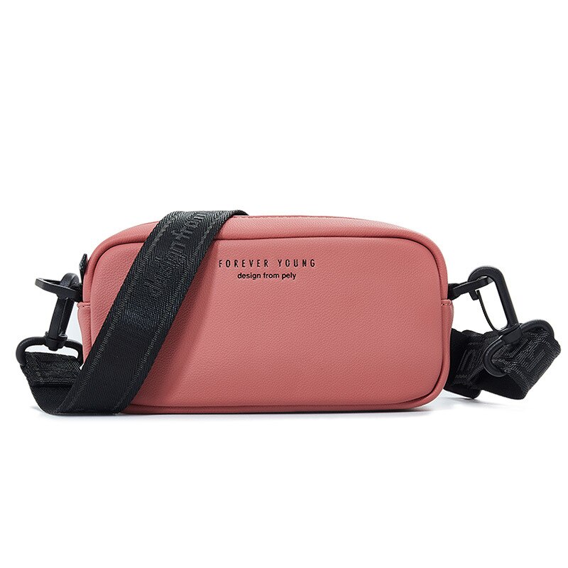 Slanke schoudertas dames multifunctionele borsttas rugzak dames leren merk crossbody messenger bag: Donkerroze