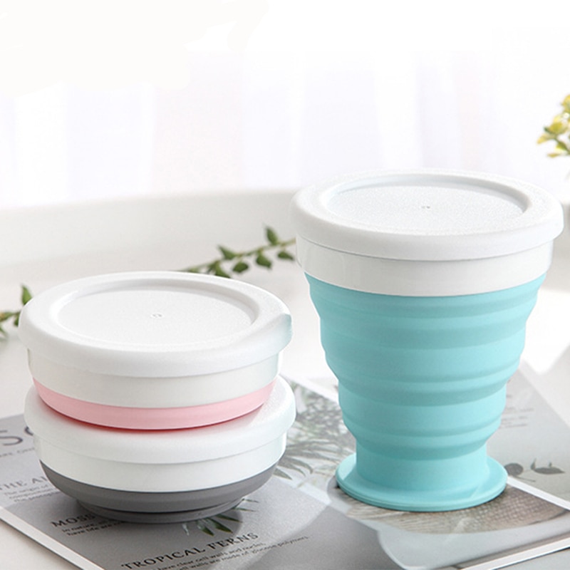 Taza plegable de silicona para niños y estudiantes, botella de agua de 350ml, libre de bebida deportiva al aire libre, taza de café