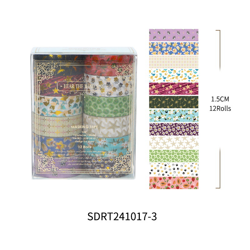 12Pcs Fruits Washi Tapes Scrapbooking Supplies Washitape Gold Foil Stamping Ocean Diary Cinta Adhesiva Decorativa Washi Tape Set: Red