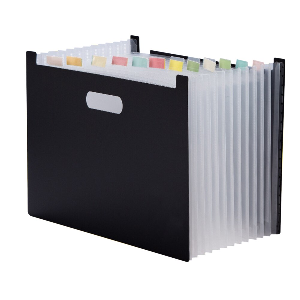Carpeta Archivadora escolar de acordeón para oficina, 13 bolsillos con etiquetas, clasificación arcoíris, organizador de documentos A4 de gran capacidad: Black