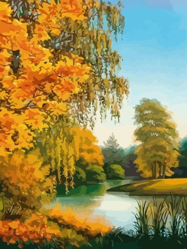 HUACAN Ölgemälde Durch Zahl Herbst Landschaft Handgemalte Kits Zeichnung Leinwand Färbung Bilder Malen Home Dekoration: SZHC972