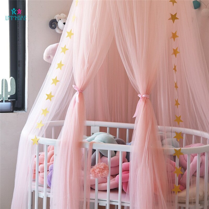 Katoenen Baby Wieg Netting Kids Infant Dome Klamboe Star Fantasie Licht Garen Baby Bed Gordijn Kinderkamer Decoratie Unisex