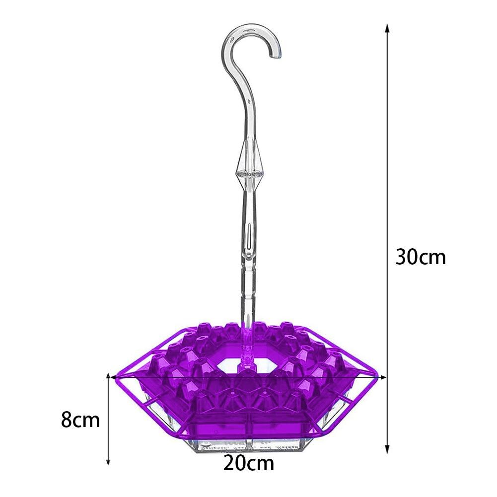 Hanging Hummingbird Feeder Outdoor Garden Bird Feeder Drinker Transparent Mason Jar Flower Decoration Birds Accessories Supplies: Purple 2