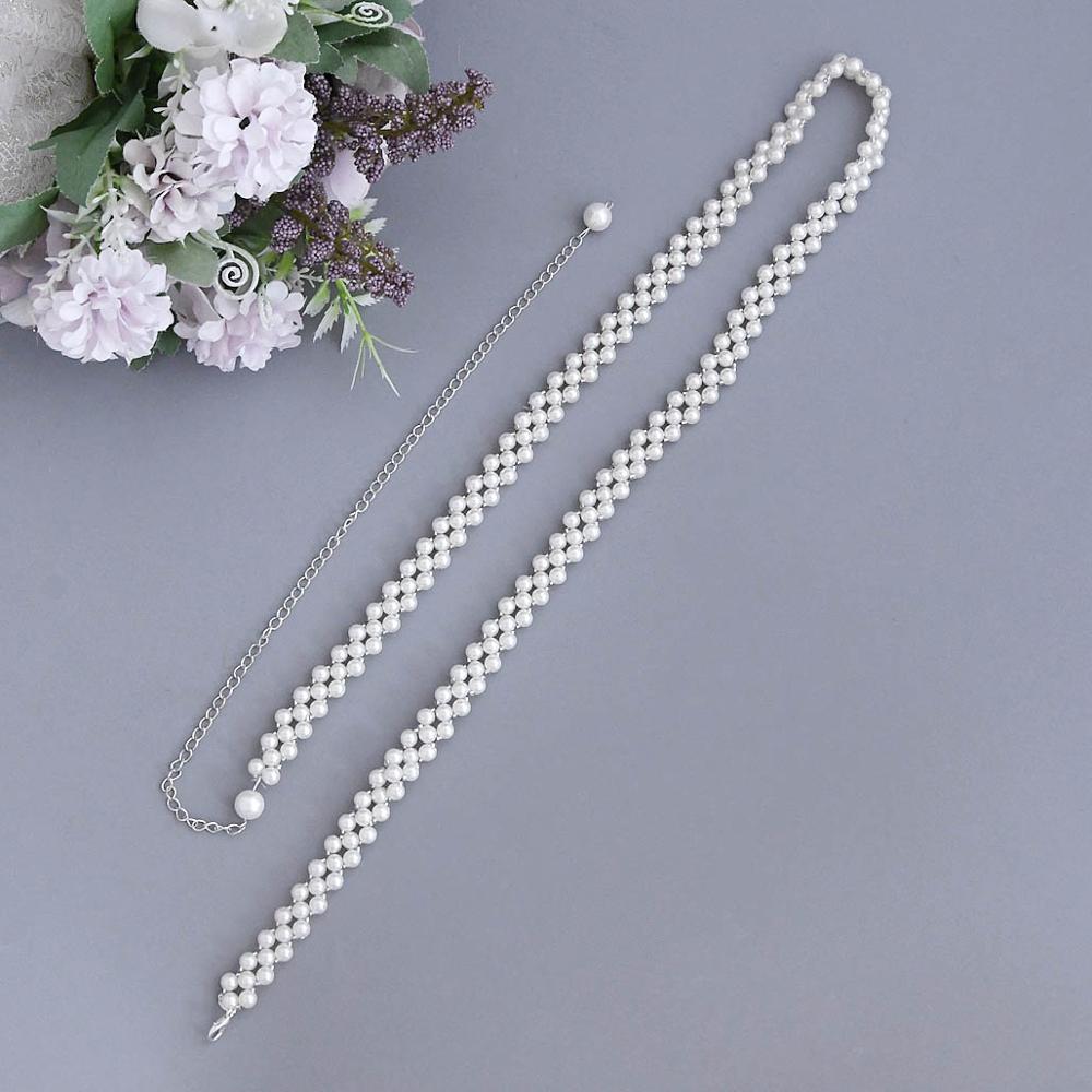 Trixy S398 Elegante Ketting Riem Voor Vrouw Kralen Parels Riemen Voor Jurken Pearl Riemen Voor Dames Meisjes Sash Riem Vlakte bruids Riem