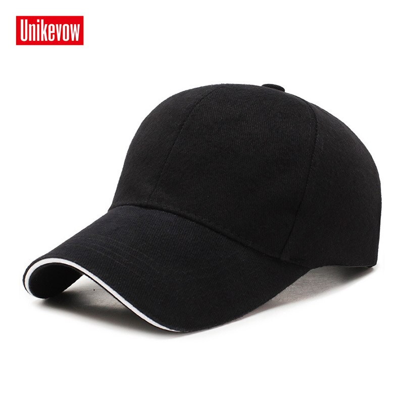 UNIKEVOW 100% cotton Simple style baseball cap For Men And Women Sports Leisure Hats Hip Hop Solid baseball cap: Black / 56-60cm