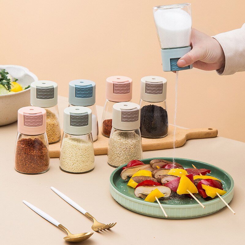 Quantitative Salt Shaker Press-type Salt Control Shaker Salt Sprinkler to Measure Out Salt Kitchen Seasoning Bottle