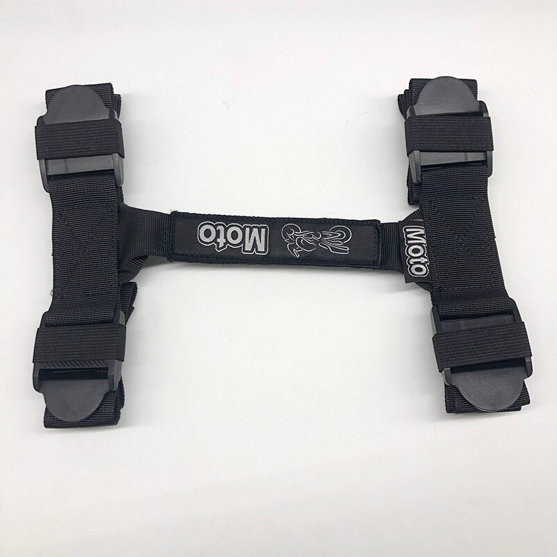 Universal motorcycle tail box binding with luggage rope strapping with side box handle with three boxes and four corner handles