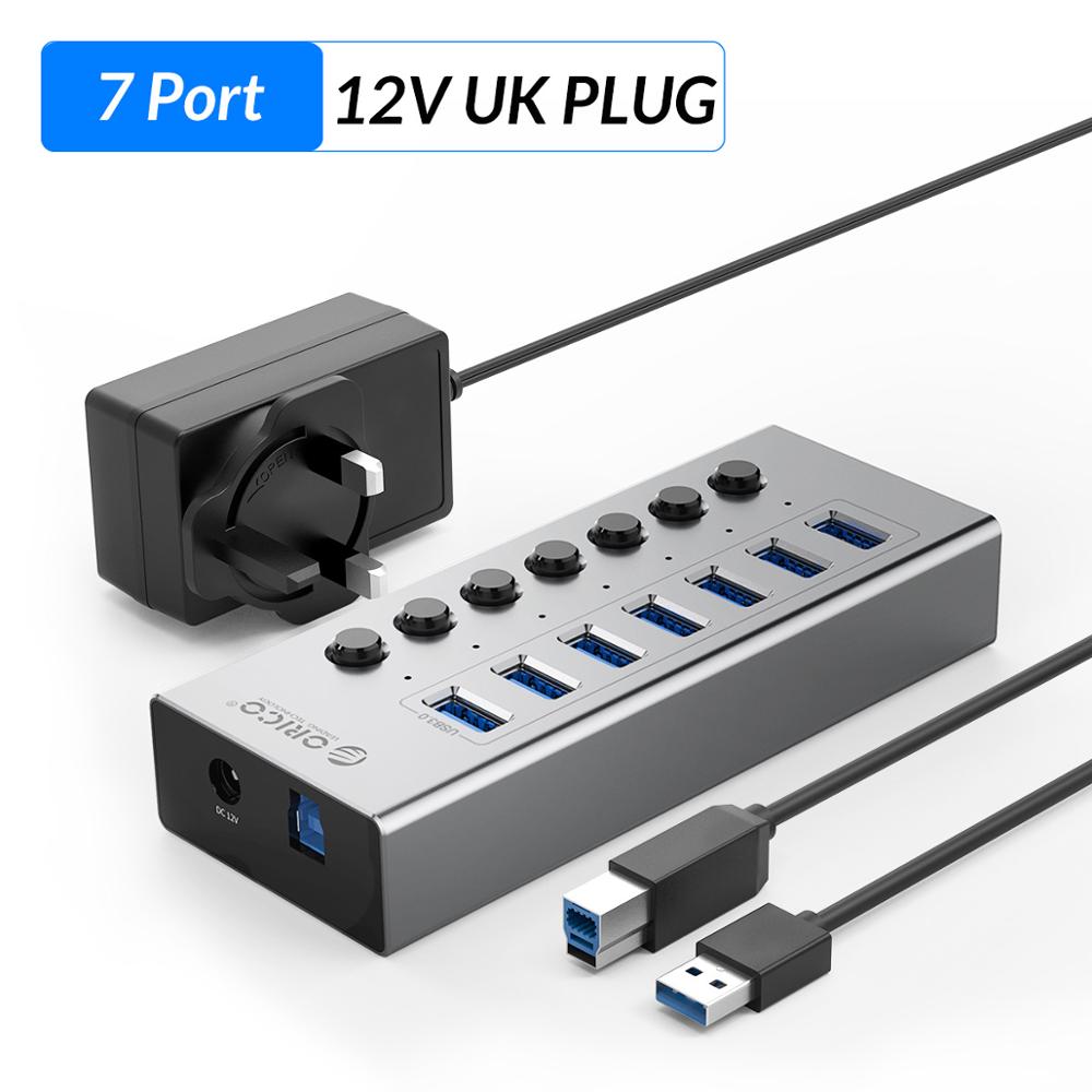 ORICO Industrial USB 3.0 HUB 7/10 Port Aluminum USB Splitter On/Off Switch With 12V Power Adapter Support Charging for Computer