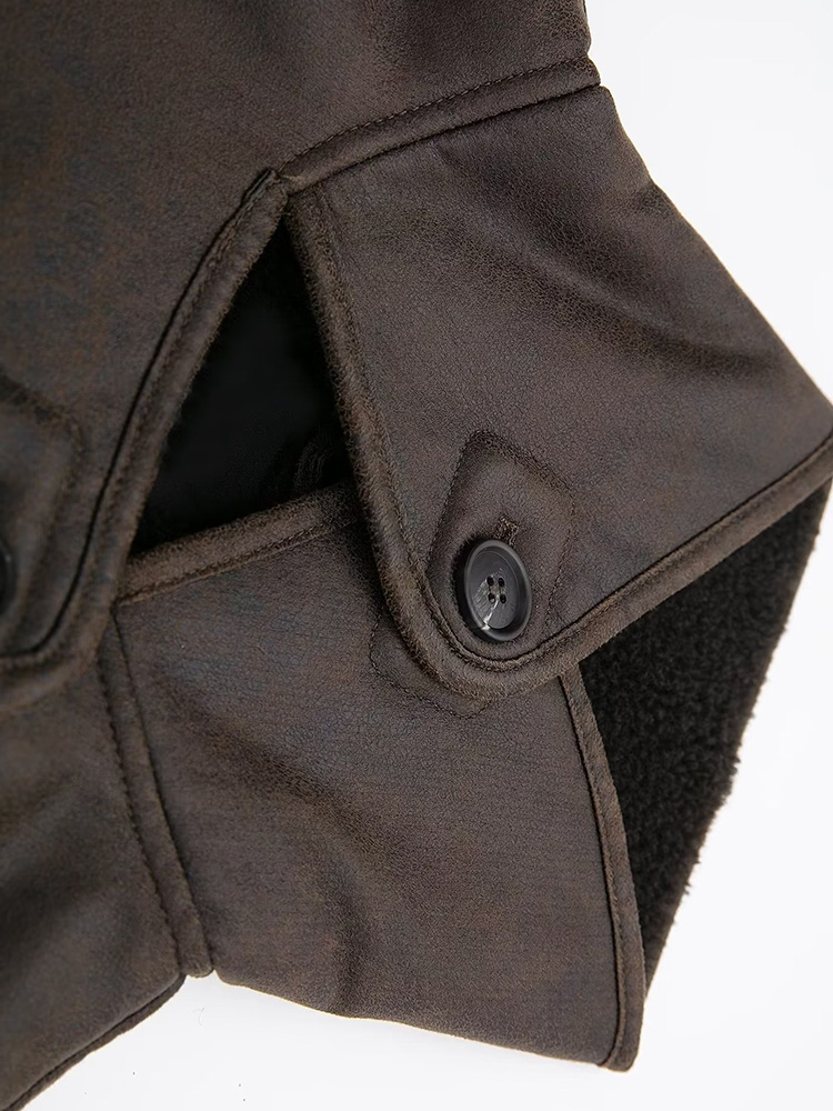 Efterår og vinter kvinder løs imiteret pelsjakke dame vintage langærmet enkeltradet turtleneck bomuldsjakke