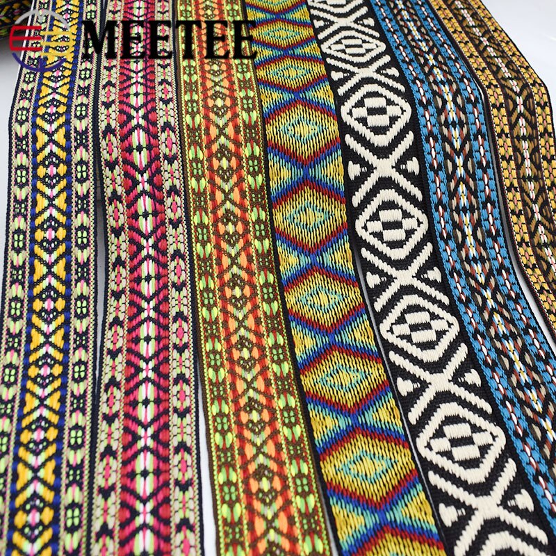 Correas de Jacquard bordadas, cintas étnicas de encaje para correa de bolso, cinta de costura de encuadernación al bies, accesorios de ropa DIY, 5 metros y 38mm