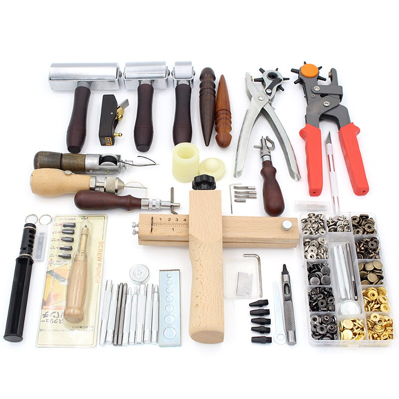 Leather Craft Make Tools for Snap Button and Installation Tool,Planer Punching Clamp Hand Sewing Machines with Accessories DIY