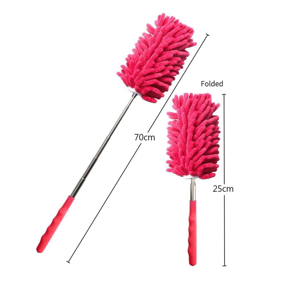 Soft Microfiber Duster Brush Dust Cleaner Static Anti Dust Brush Home Air-conditioner Furniture Cleaning Extendable Applicator: Red