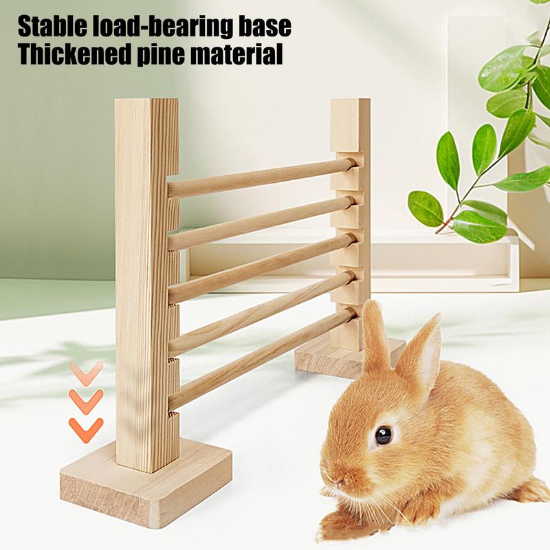 Rabbit Exercise Obstacle Natural Wood Jump Bar Obstacle Game For Rabbit Activity Toys Set For Playful Training Height Adjustable