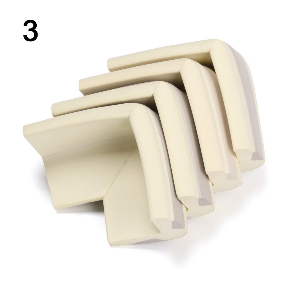 4pcs Baby Safety Corner Guards Soft Table Edge Protector Desk Corner Protect Against Collision Foam Bumper Kids Safety Furniture: beige