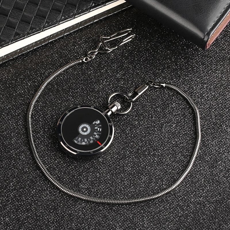 Quartz Pocket Watch Black Numerals Time Read With 30cm Chain No Cover Men Watches Clock