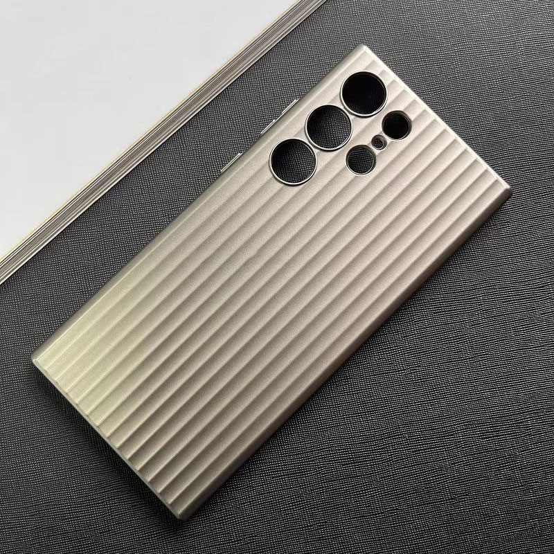 Ultra thin metal grating pattern phone case for Samsung Galaxy S23 Ultra S23+ Plus titanium gray shockproof matte hard cover: for GalaxyS23Ultra(6.8") / Dark Grey