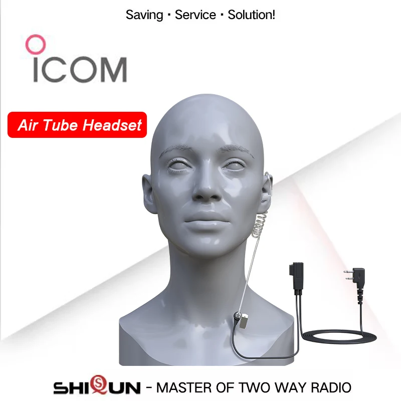 Earpiece for ICOM Two Way Radio IC-F14 Acoustic Headset for IC-F21 Walkie Talkie Air Tube Headphone with Mic PTT IC-F3/H6 Radios