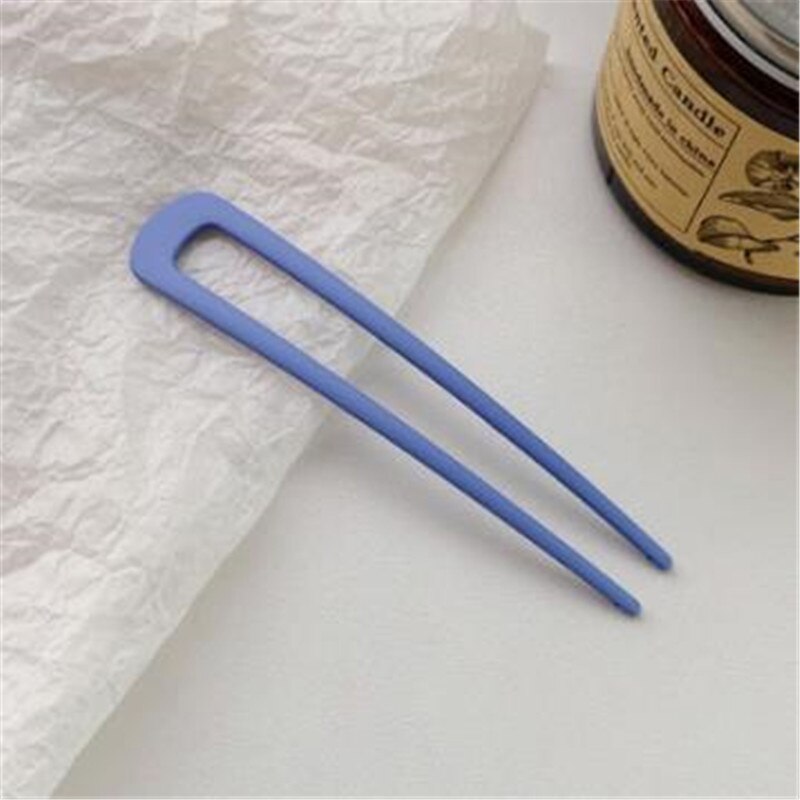 Horquilla en forma de U para el pelo para mujer y niña, pinzas para el pelo en forma de U de estilo francés, pasadores de varillas en U de concha de tortuga, accesorios de peinado: blue