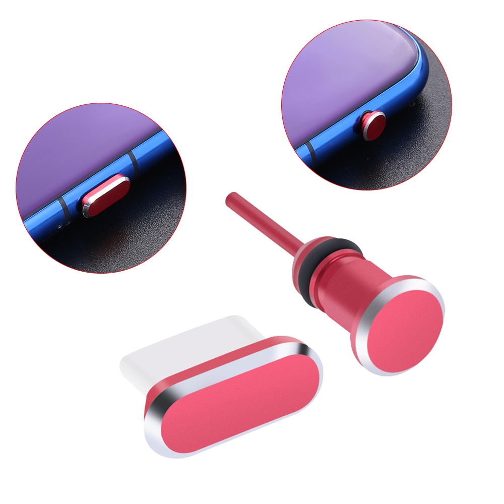 2pcs/set Anti Dust Plug Set USB Type-C Port and 3.5mm Earphone Jack Plug For Xiaomi Huawei P20 Samsung Galaxy S9 S10 Plus