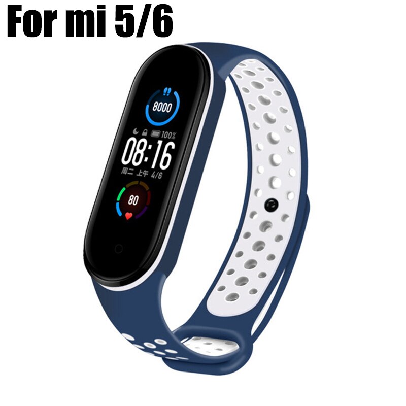 Inteligentna bransoletka dla Xiaomi Mi Band 6 5 pasek silikonowy MiBand 3 4 bransoletka pasek na rękę dla Xiaomi Mi Band 6 wymienny pasek do: Blue white mi 5 6