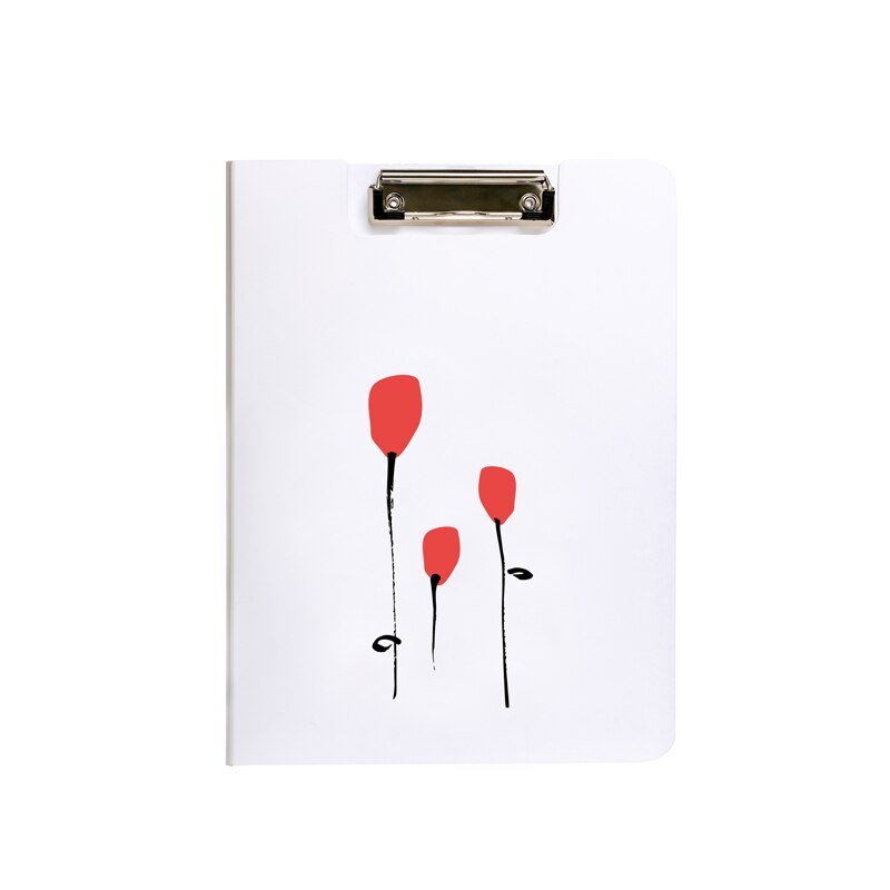 Blossom Series A4 Size Clip File Borad Red Yellow Blue Green Flower Cover Document Data Single Clip File Folder 239*315*21mm: red