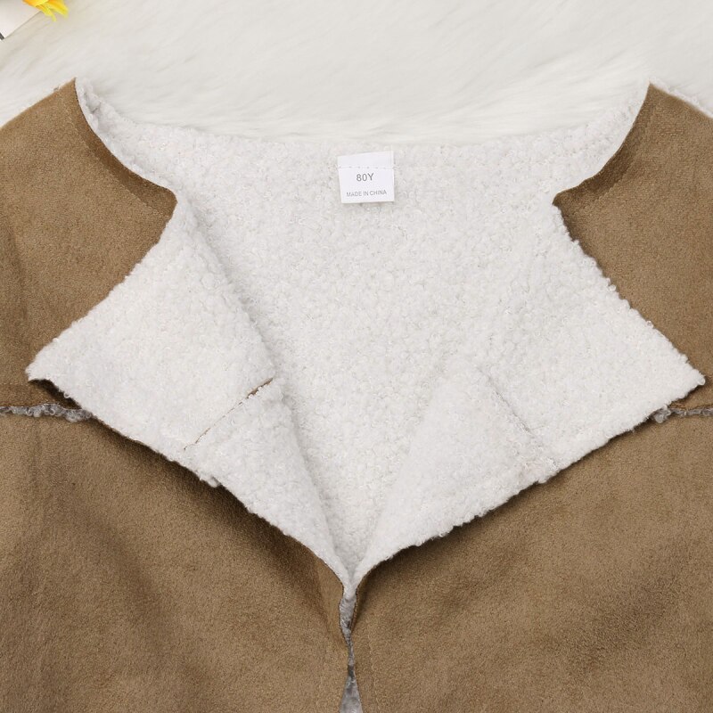 Mærke vinter småbørn baby piger 1-6y varm uld frakke langærmet åben sting imiteret lam uld frakke outfit outfit