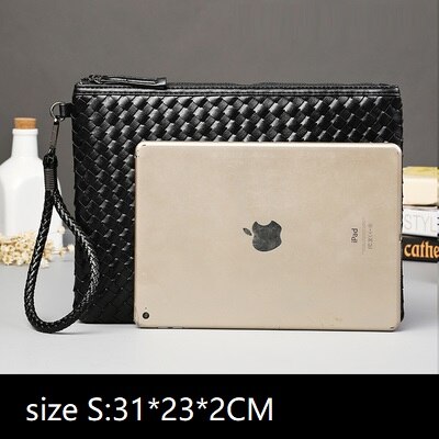 Sacs à main tissés à la main pour hommes et femmes à la , en enveloppe, sacoche, paquet de fichier A4, sac ipad: black S