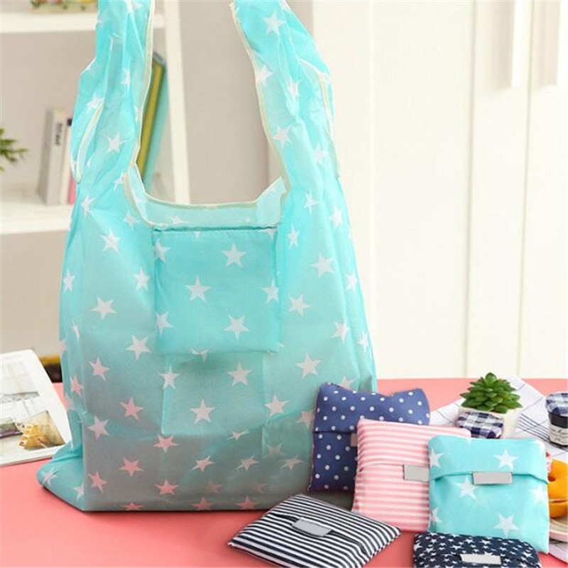 printing foldable green shopping bag Tote Folding pouch handbags Convenient Large-capacity storage bags