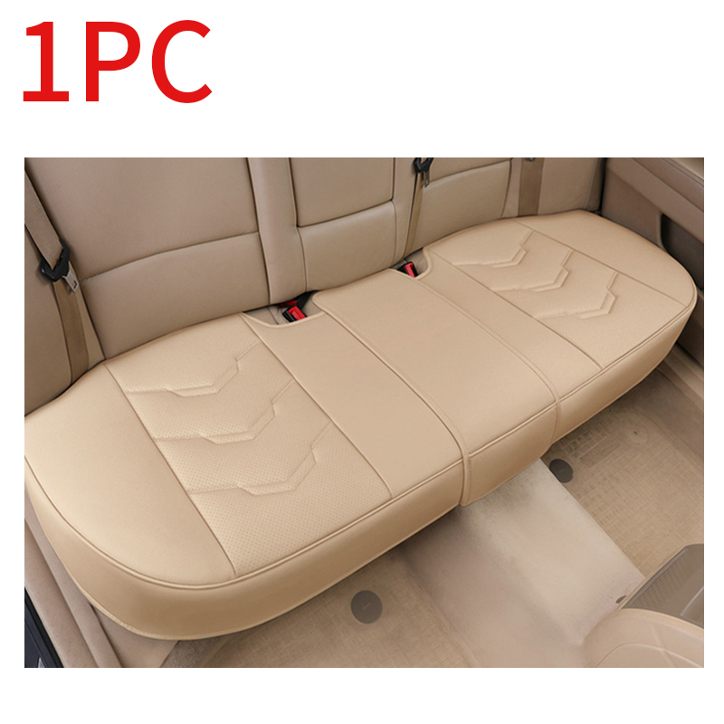 Vier Seizoenen Universele Autostoel Cover Set Pu Leer Ademend Zitkussen Protector Anti-Slip Past Voor 99% Auto auto Goederen: 1pc rear beige