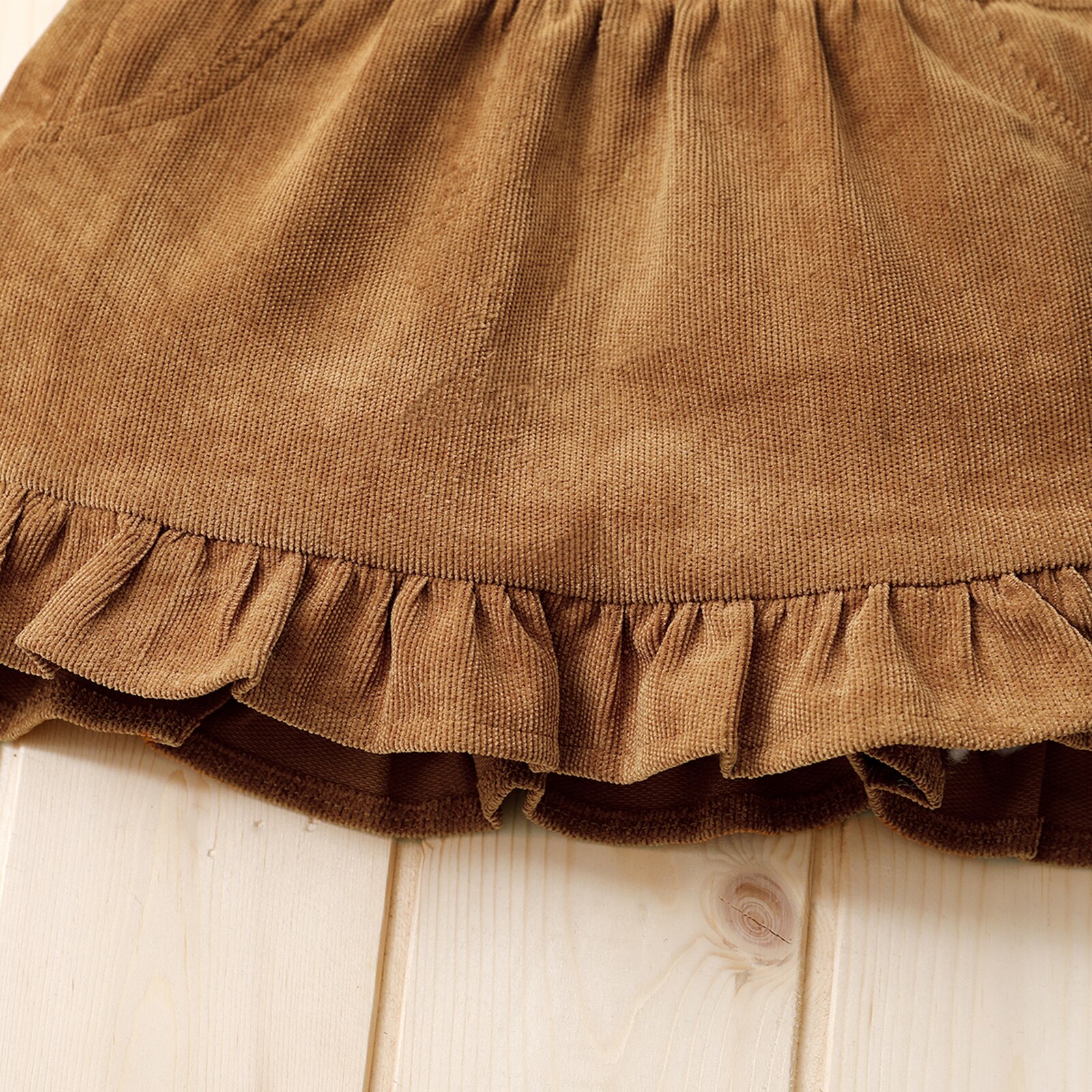 Peuter Baby Meisjes Ronde Kraag Romper Pak, Baby Mouwloze Regenboog Afdrukken Jurk, effen Kleur Corduroy Een Stuk Rok 0-3T